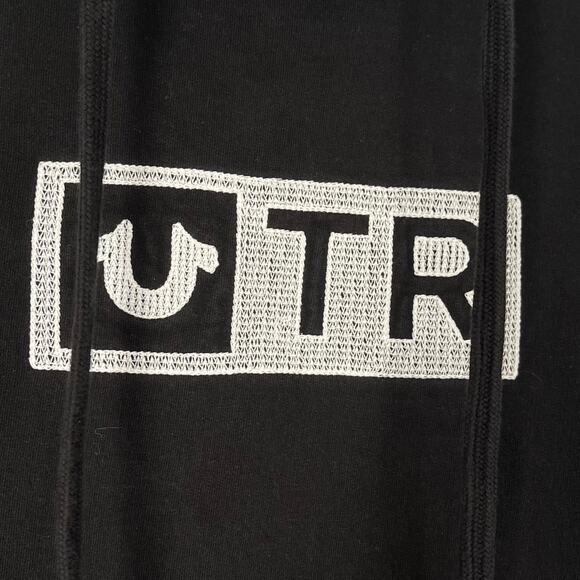 True Religion Pullover Hoodie Sweatshirt Men's M Embroidered TR Box Logo Black - Picture 2 of 9